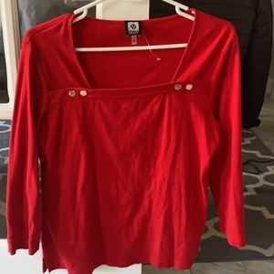 Almost new Anne Klein red square top shirt. Size M